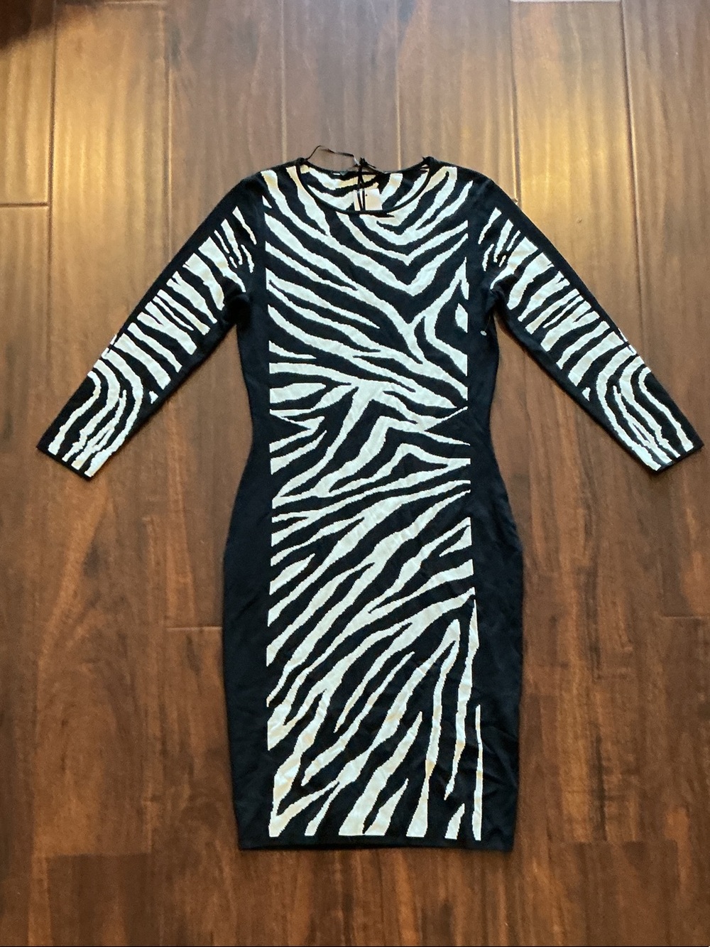 Cynthia Steffe Black and White Zebra-Print Bodycon Dress